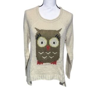 Democracy Owl Sweater Knit High Low Crewneck